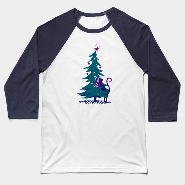 Kitty Tree Love Baseball T-Shirt by katiestack.art